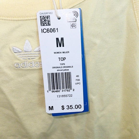 Adidas Originals Almost Yellow Cropped Lightweight Raceback Tank Top NEW - Picture 6 of 11